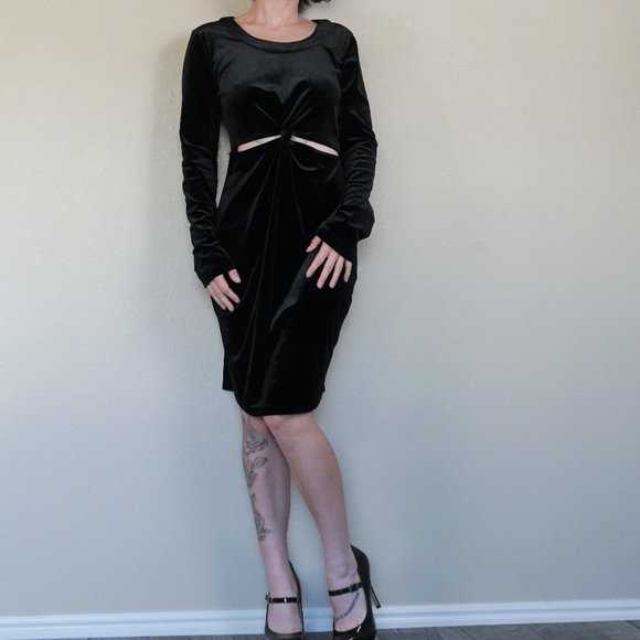 Gianni Bini Black Velvet Long Sleeve Dress - Picture 4 of 4